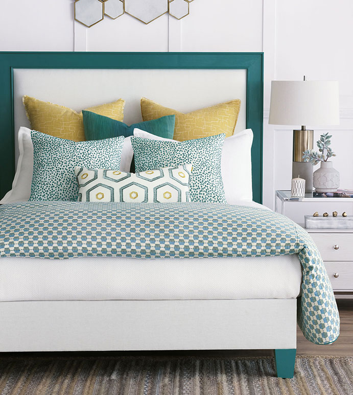 We can custom paint a headboard to fit your interior design plan for the bedroom.